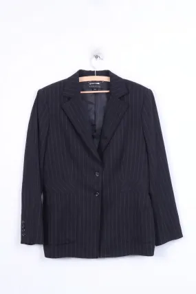 ANNE KLEIN Womens 14 XL Blazer Striped Black Single Breasted