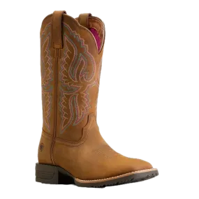 Ariat Ladies Hybrid Ranchwork Distressed Tan Western Boots 10047043