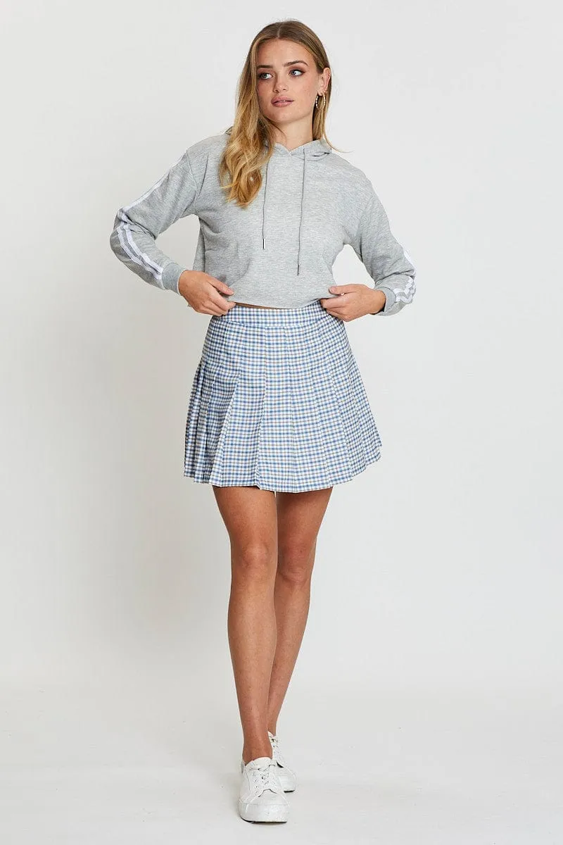 Check Pleated Skirt Mini Tennis