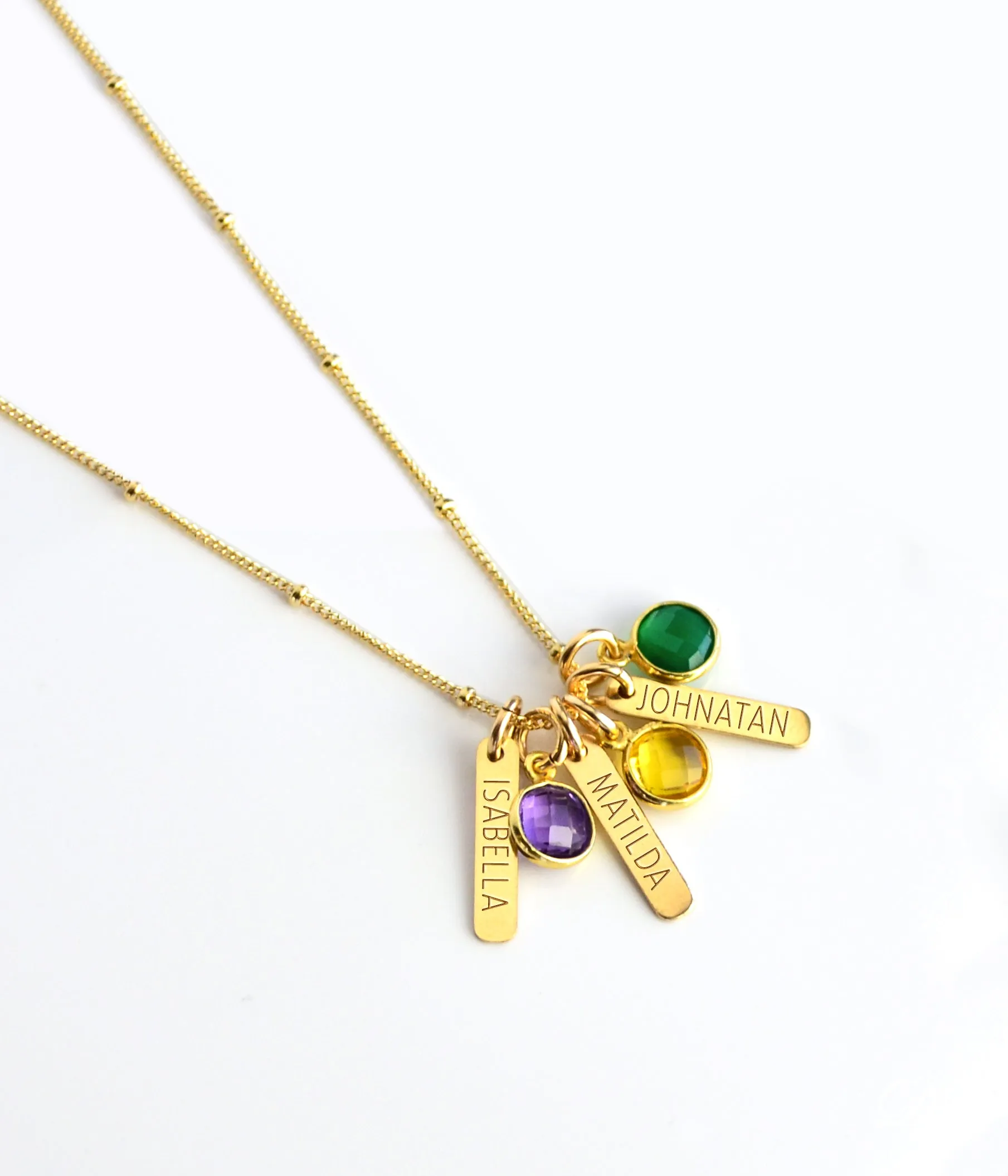 Child name necklace for Mom - Custom Birthstone necklace with kids name