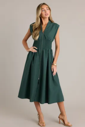 Circle Of Friends Hunter Green Midi Dress