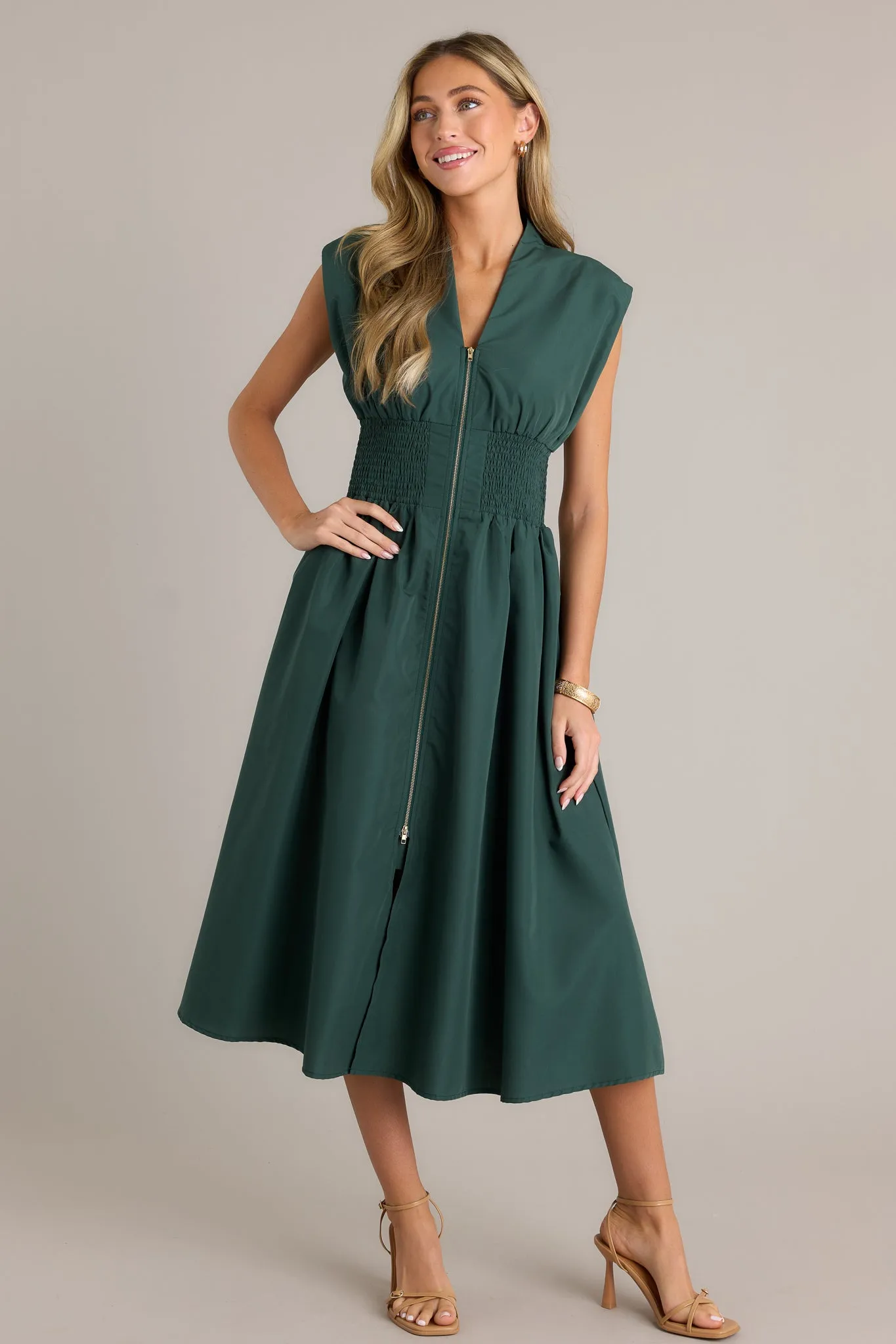 Circle Of Friends Hunter Green Midi Dress