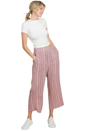 Cotton Bleu by Nu Lab Striped Elastic Waist Wide Leg Pants