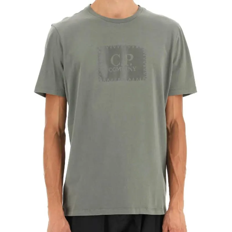 C.P. Company Men's "Moon Mist" Light Gray Signature Tee Shirt, Short Sleeve, Med