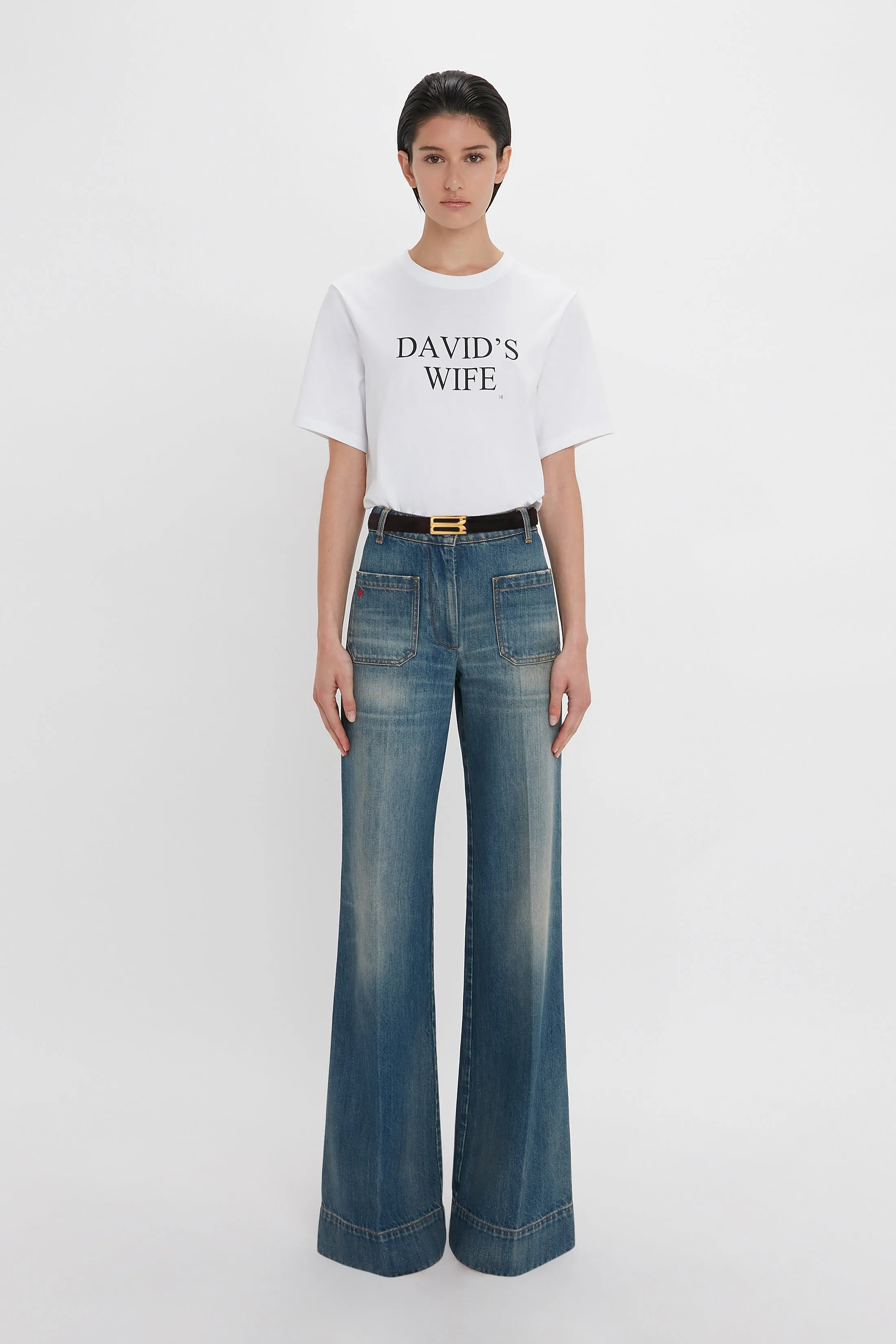 David's Wife' Slogan T-Shirt In White