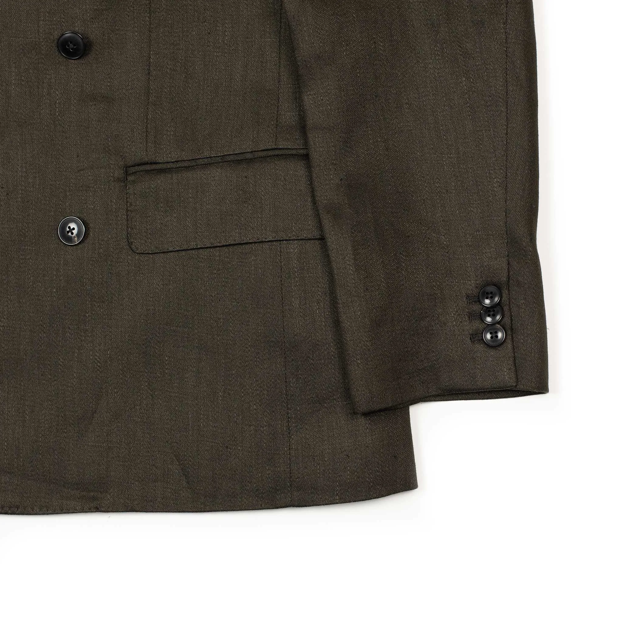 Double breasted jacket in brown linen