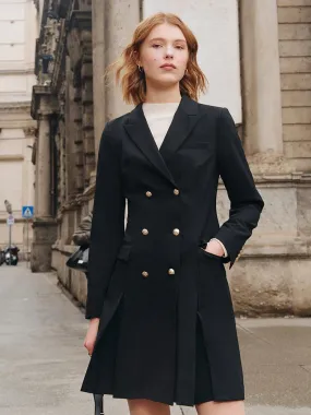 Double-Breasted Woolen Blazer Dress