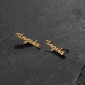 Fashion Stainless Steel Customize Name Stud Earrings Women Girls Jewelry Titanium Gold Color Letter Earring