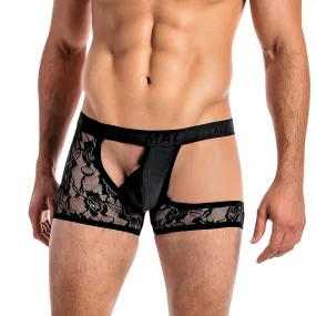 Mens Lace Half Moon Open Front Hot Shorts