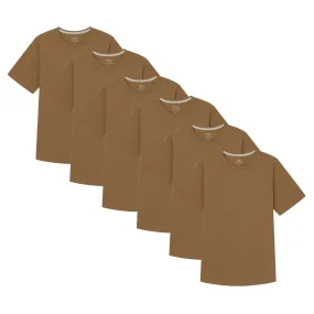 Organic Crew Neck T-Shirt 6 Pack / Tobacco