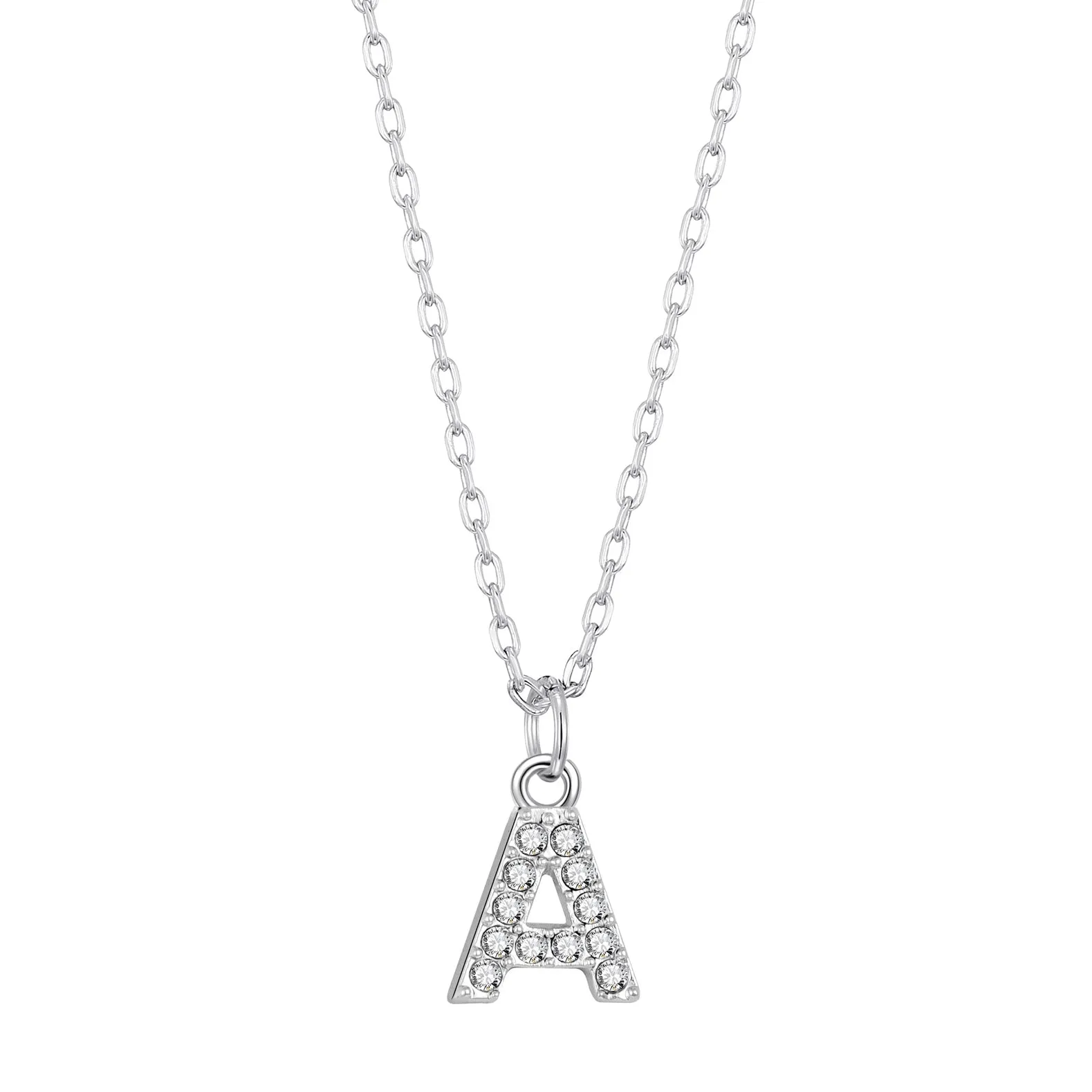 Pave Initial Necklace Letter A Created with Zircondia® Crystals