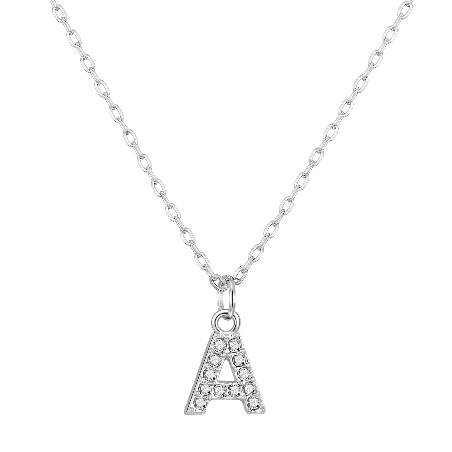 Pave Initial Necklace Letter A Created with Zircondia® Crystals