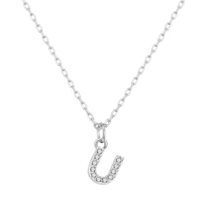 Pave Initial Necklace Letter U Created with Zircondia® Crystals