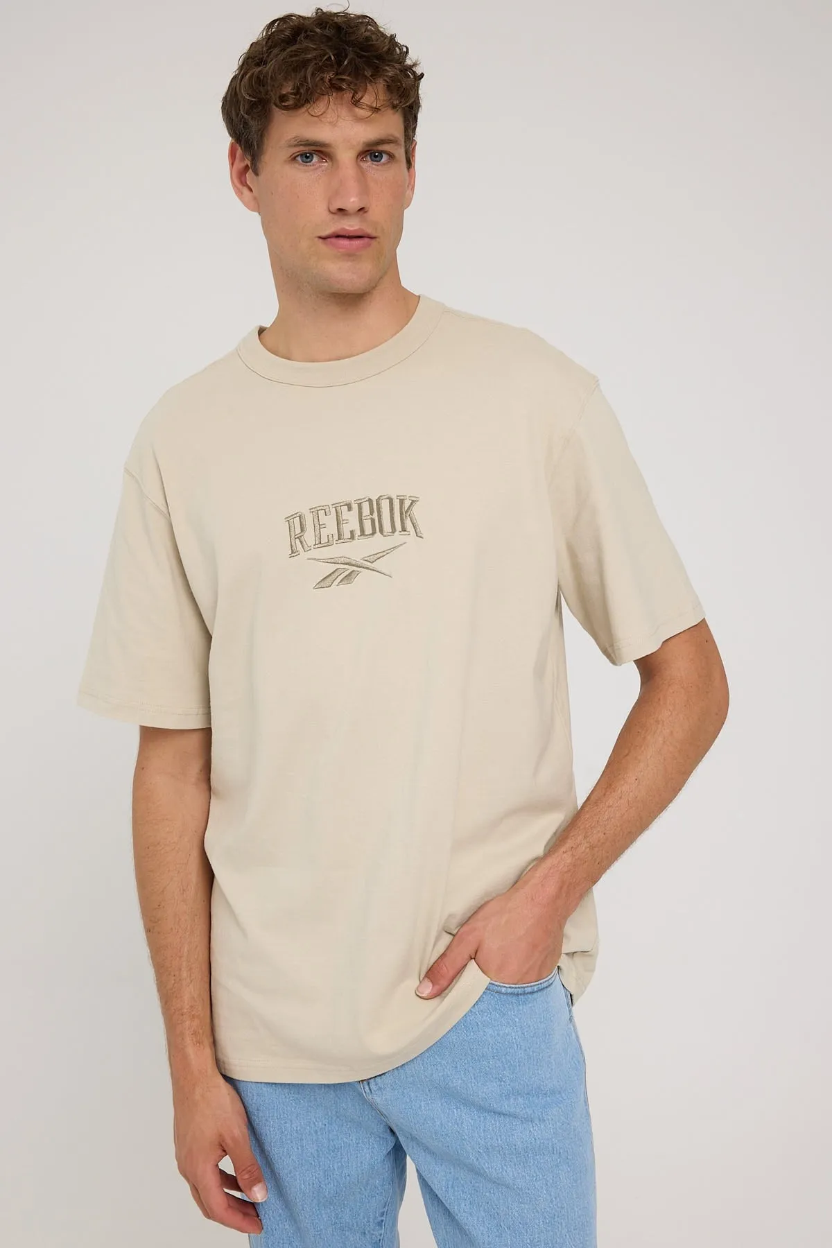 Reebok Tonal Embroidered Tee Moon Stone