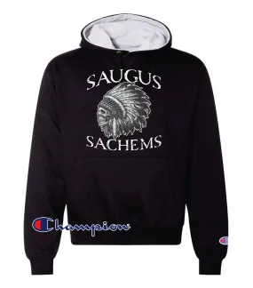 Saugus Sachems Skull Champion Heavy Weight Black Hoodie