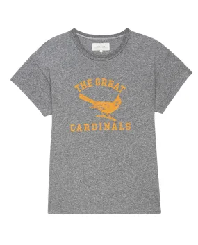 The Boxy Crew. Graphic -- Heather Grey with Perched Cardinal Graphic