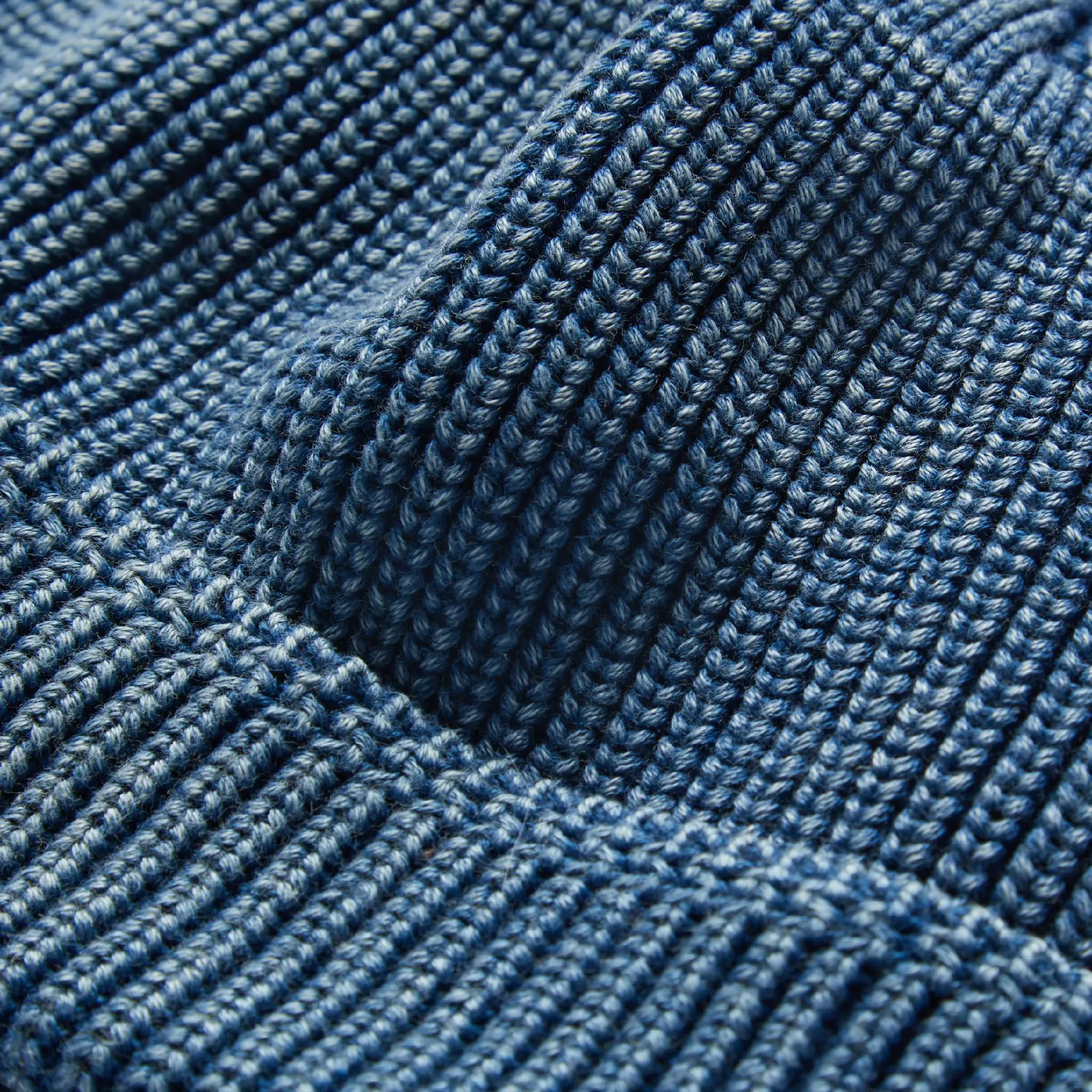 The Rib Beanie in Washed Indigo