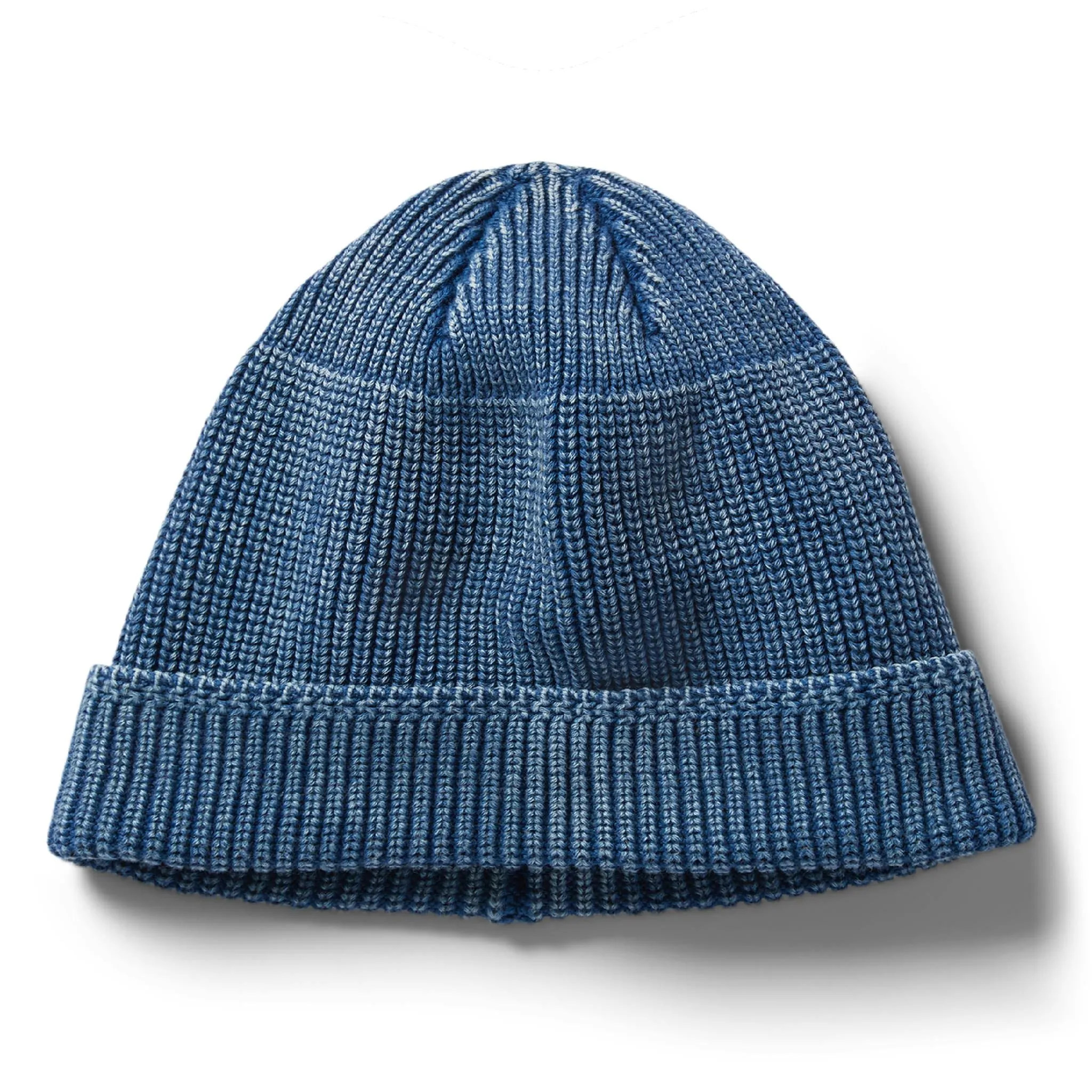 The Rib Beanie in Washed Indigo