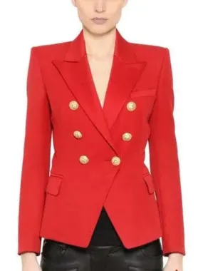 Women’s Double-Breasted Blazer, Red