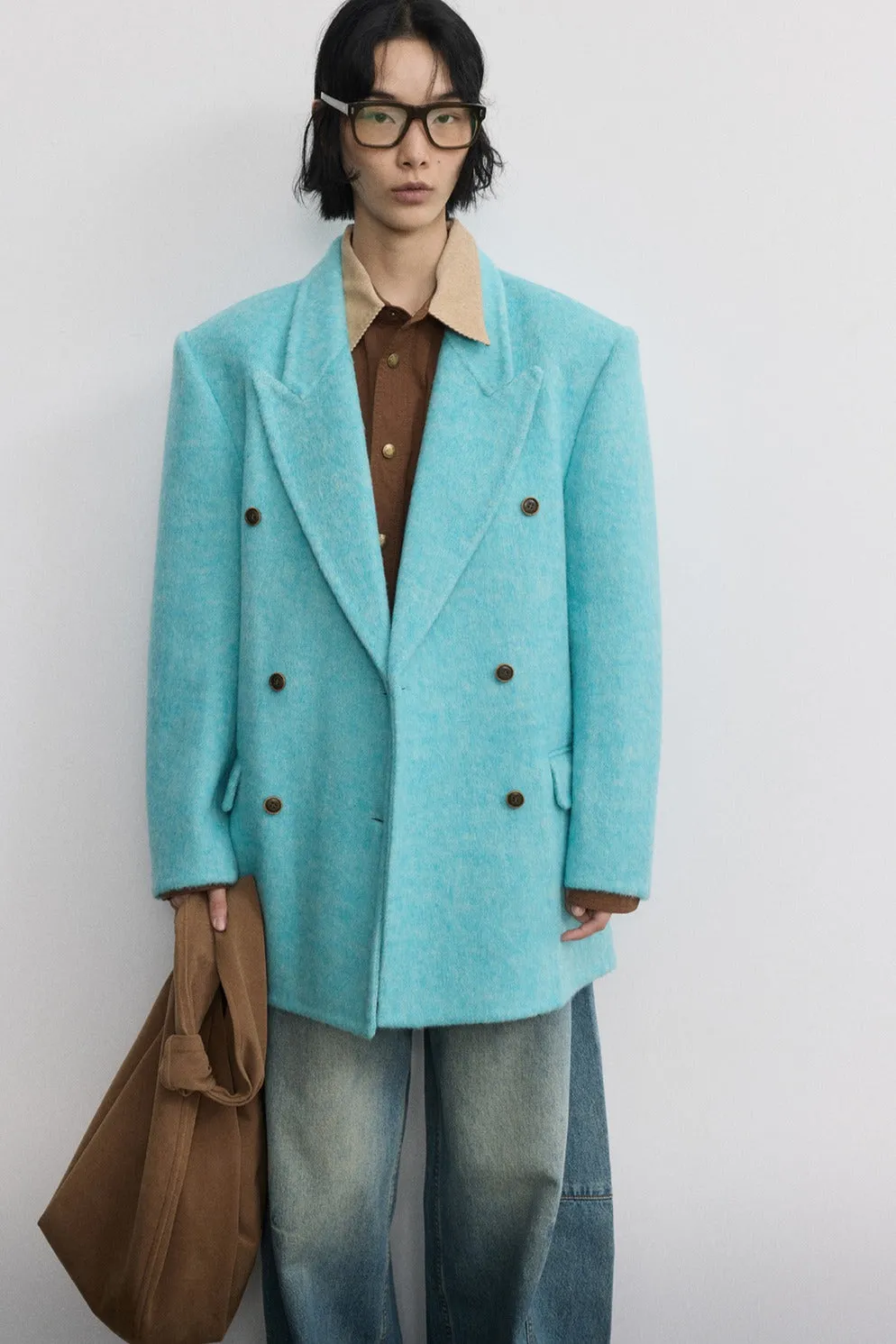 Wool & rabbit fur & silk luxurious oversized blazer | 4 color